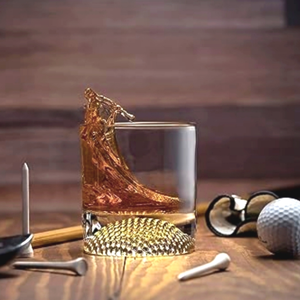 Boutique Golf Ball Whiskey Glasses - Set of 2 - 8 Ounce Glasses